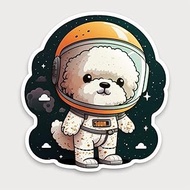 Yoonek Graphics Cute and Adorable Bichon Frise Wearing a Space Helmet in Space Decal Sticker for Car