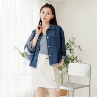 Ob Design Women Casual Basic Loose Denim Long Sleeve Jacket Plus Size TWD