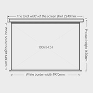 Deli 4:3 100 Inch Projector Screen with Electric Remote Control  Retractable Automatic Pull Down HD 