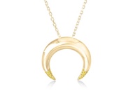 黃鑽石純銀月牙形吊墜 哥特式月亮項鍊 倒掛半月形巫婆女巫墜子