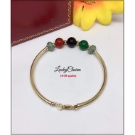 LUCKYCHARM BRACELATE BANGLE (AUTHENTIC JADE For adult) w/h bar US10K 14/20 quality