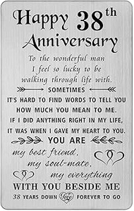 TANWIH 38th Anniversary Card Gifts for Husband, Happy 38 Year Wedding Anniversary Cards Gift for Him