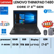 Lenovo ThinkPad T480 14" FHD Business Laptop, Intel Core i7-8650U up to 3.20GHz 32GB RAM 1TB SSD Typ