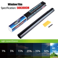 1Roll 50x3m Black Car Window Tint Film Glass Sticker VLT 1%-50% Sun Shade Window Tinting Solar UV Protection foils Stick