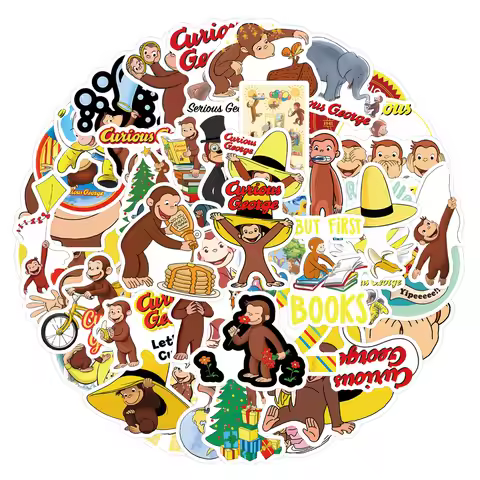 50PCS Curious George Stickers Graffiti Stickers DIY Diary Phone Case Handmade Scrapbook Aesthetic St