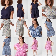 Dress V NECK SHORT SLEEVES RUBBER WAIST (NO STRAP) NORMAL- BIG SIZE LD 100-170 LNE BRYN D46