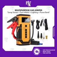 FunTechX 6000cc Car Jumper Starter Air Compressor Kereta Jump Start Tire Air Pump Emergency Starter 
