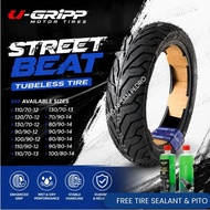 U-Gripp Tubeless Tire 110/70-13 130/70-13 70/90-14 80/90-14 90/90-14 80/80-14 90/80-14 100/80-14