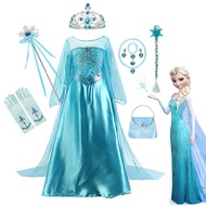 Princess Elsa Dress For Girls Carnival Prom Cosplay Party Costumes Long Sleeve Dress for Kids Clothes Frozen Snow Queen Vestidos