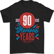 Glorious 90 Years 90Th Birthday Union Jack Flag Mens T-Shirt 100% Cotton