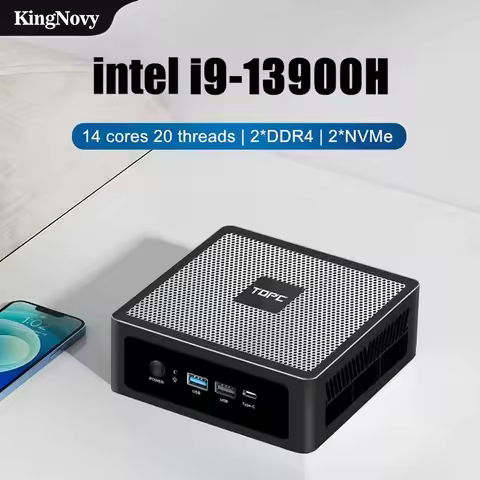 TOPC Mini PC Gamer, 13th Gen Intel Core i9-13900H/i7-13700H/i5, 2xDDR4 RAM, 2xNVMe SSD, 2xLAN, Deskt