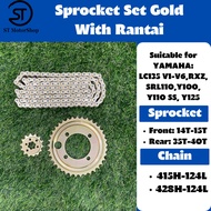 RAPIDO Gold Chain Sprocket Set Gold Rantai Heavy Duty Yamaha Lc135 Y125zr Rxz Y110 Y15zr Set Spocket