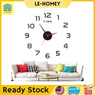 3D DIY Large Wall Clock Home Decor Fashion Acrylic Wall Mirror Clock /Stiker Jam Dinding 3D/贴墙时钟