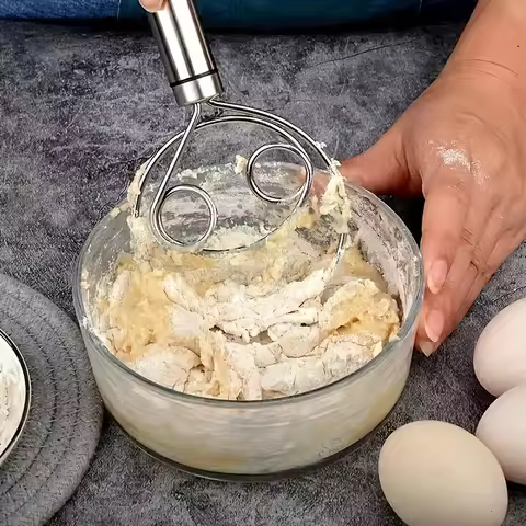 Stainless steel dough mixer, hand kneader, manual dough mixer, dough maker, non-stick mixing stick