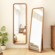 H-Y/ Large Rounded Solid Wood Dressing Mirror Full-Length Mirror Household Full-Length Mirror Floor Mirror Stickers Wall