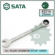 25 mm Ring Wrench 43216 Full Polish Combination Ratchet Wrench Sata Tools