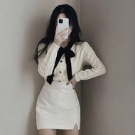 E1 Korean lady's wool cardigan with bow tie and buttoned beaded border, soft and smooth wool L209 N-