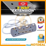 SIRIM UMS 8313-N 3 Way Trailing Socket Extension Plug Wayar Extension Power Socket Plug 3 Pin Socket