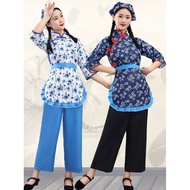Village Girl Costume Female Floral Clothes Tea Picking Dance Costume Country Style Nostalgic Country