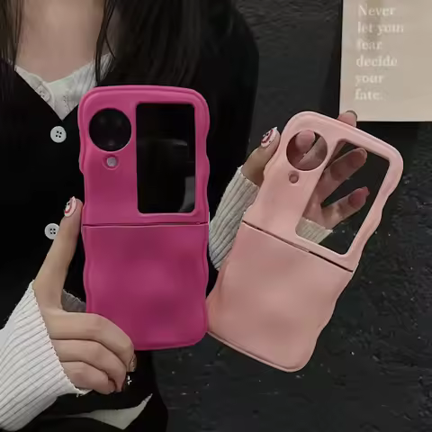 Wave Border Solid Color Case for Oppo Find N3 Flip Fashion Protection OPPO Find N3Flip Fashion 2-pie