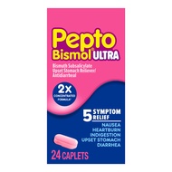 Pepto Bismol Caplets Ultra for Nausea, Heartburn, Indigestion, Upset Stomach, and Diarrhea - 5 Sympt