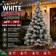 Snow Flocked Christmas Tree 4FT 5FT 6FT 7FT Snow Flocked Christmas Tree Full & Lush Pine Tree