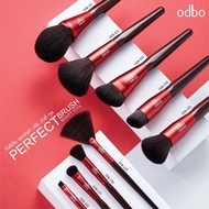 ODBO Powder Brush OD8-221-229 Comfortable Handle Shiny Brown Color. Surved In Matt Red Bristles Dark Round Fluffy Head