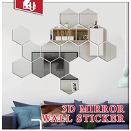 Fancy Modern Designed Acrylic Mirror Adhesive Wall Sticker Home 3D Hexagon/Heart Wall Decoration