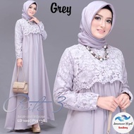 GAMIS BRUKAT PRITA KOMBINASI MOSCREPE / Gamis brokat busui/bumil