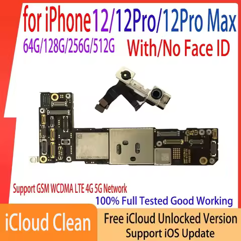 ICloud Unlocked Motherboard for iPhone 12 Pro Max Mainboard with Face ID 256GB Logic Board No ICloud
