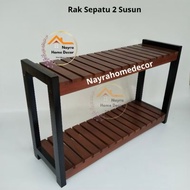 Minimalist 2-Tier Shoe Rack 60x25x40cm