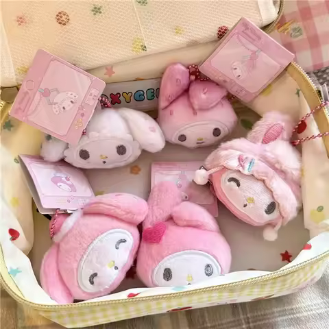 Kawaii Sanrio My Melody 50th Anniversary Plush Keychain My Sweet Piano Head Shape Hair Clip Girly Ha