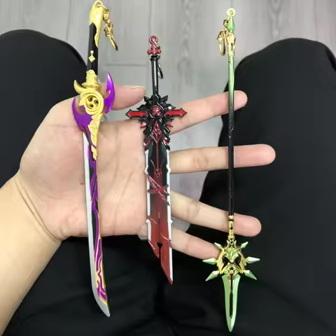 Game Zhongli Hutao Impact Weapons Keychains Wolf Gravestone Skyward Spine Skyward Blade Cosplay Swor