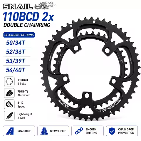 Snail 110BCD 2x Road Bike Double Chainring 50/34 52/36 53/39 54/40 Oval Round Chainring for Shimano 