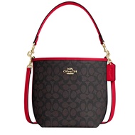 Coach City Bucket Bag In Signature Canvas in Walnut/ Bold Red CT800