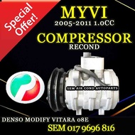 PERODUA MYVI OLD MODEL 2005-2011 YEAR 1.0CC DENSO MODIFY VITARA O8E RECOND COMPRESSOR/ KOMPRESOR (CAR AIRCOND SYSTEM)