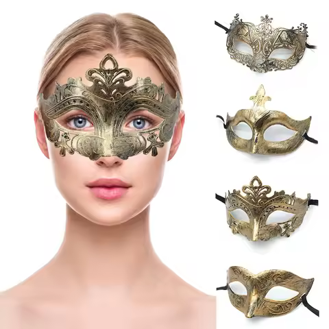 1PC Masquerade Mask Vintage Prince Mask Black Antique Copper Half Face Mask Plastic Halloween Costum
