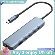 E7-HDTV 4K@ 60Hz Dual Video Output 6 in 1 Type-C DP Alt Mode USB-C Hub with USB3.2 Gen2 10Gbps Data 