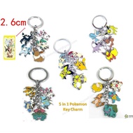 BIG 5IN1 Pokemon Keychain Metal Key Charm Lanyard EZ Link Card Holder Case