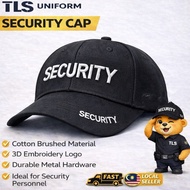 TLS Security Cap (SECURITY White) Security Hat Baseball Ball Cap Black Embroidered 100% Cotton