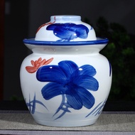 Blue and White6Jin Pickled Vegetables Jingdezhen Ceramic Sealed Jar Pickle Jar Pickled Vegetables Ha