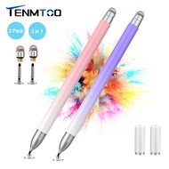 Tenmtoo 2 in 1 Stylus for iPad(2 Pcs), High Precision Stylus pen for tablet iPhone iPad Samsung Android iOS Capacitive Touch pen