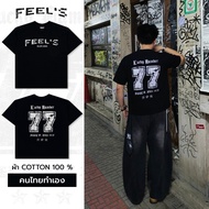 FEEL'S BOXY shirt [ 77 LUCKY NUMBER ] - STREET COTTON 100% fitted collar MAID IN BANGKOK