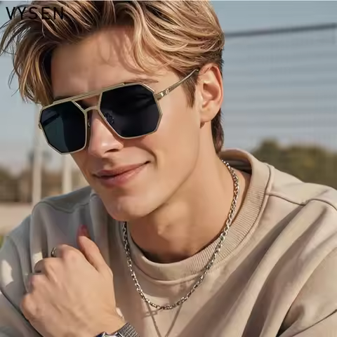 Fashion Cool Men's Eyewear Goggles Oversized Punk Square Metal Luxury Frame Aviator Eyes Wear Sungla