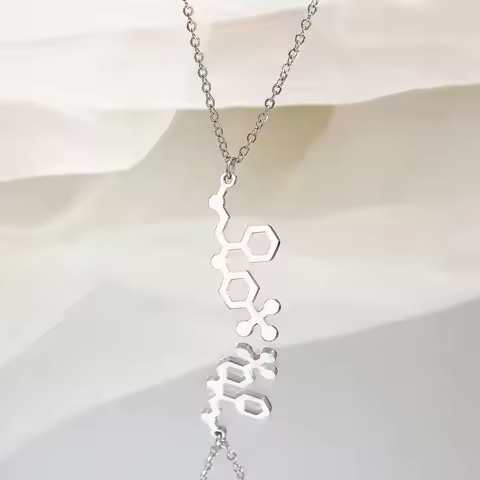 Prozac Molecule Pendant Necklace Fluoxetine Medical Biology Science Teacher Jewelry In Stainless Ste