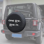 ZTYCKJ Fits 32 Inch Tires White Print One Life Live It Black PVC Leather Spare Tire Cover for Jeep W