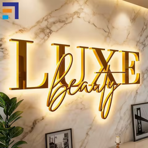 Custom LED Letters Halo Lit Backlit Channel Letters LED Illuminated Sign Interior Reception Wall Sig