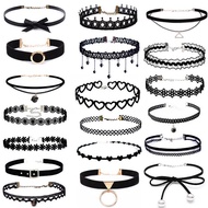 Beratus-ratus Kunci Kalung Bone Rantaian Leher Pelajar Link Barang Kemas Loket Hitam Lace Kalung Per