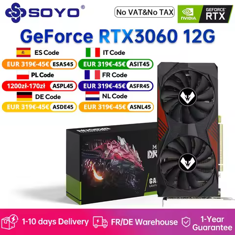 SOYO Original NVIDIA RTX3060 12G Graphics Card GDDR6 Memory 192Bit PCIE4.0x16 Gaming Video Card for 