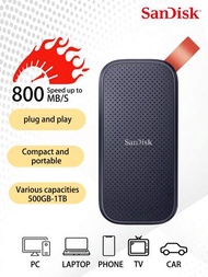 Sandisk E30便攜式2tb 1tb 480gb Usb3.2黑色type C硬盤外置ssd硬盤筆記本電腦高速520m/s